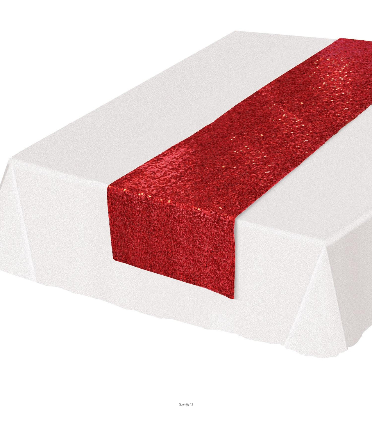 12 Pack Bulk Sequined Party Table Runner - red