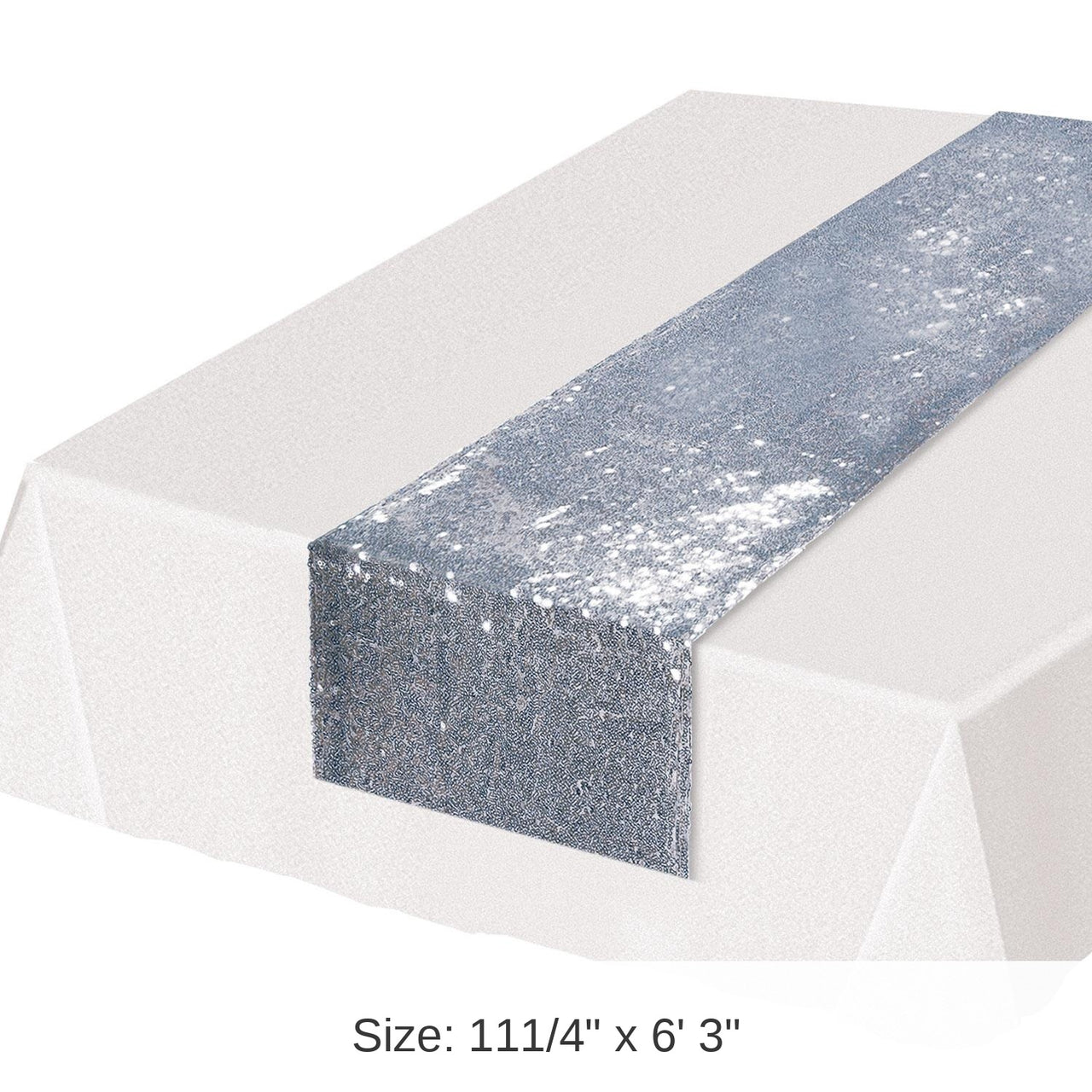 12 Pack Bulk Sequined Table Runner - silver