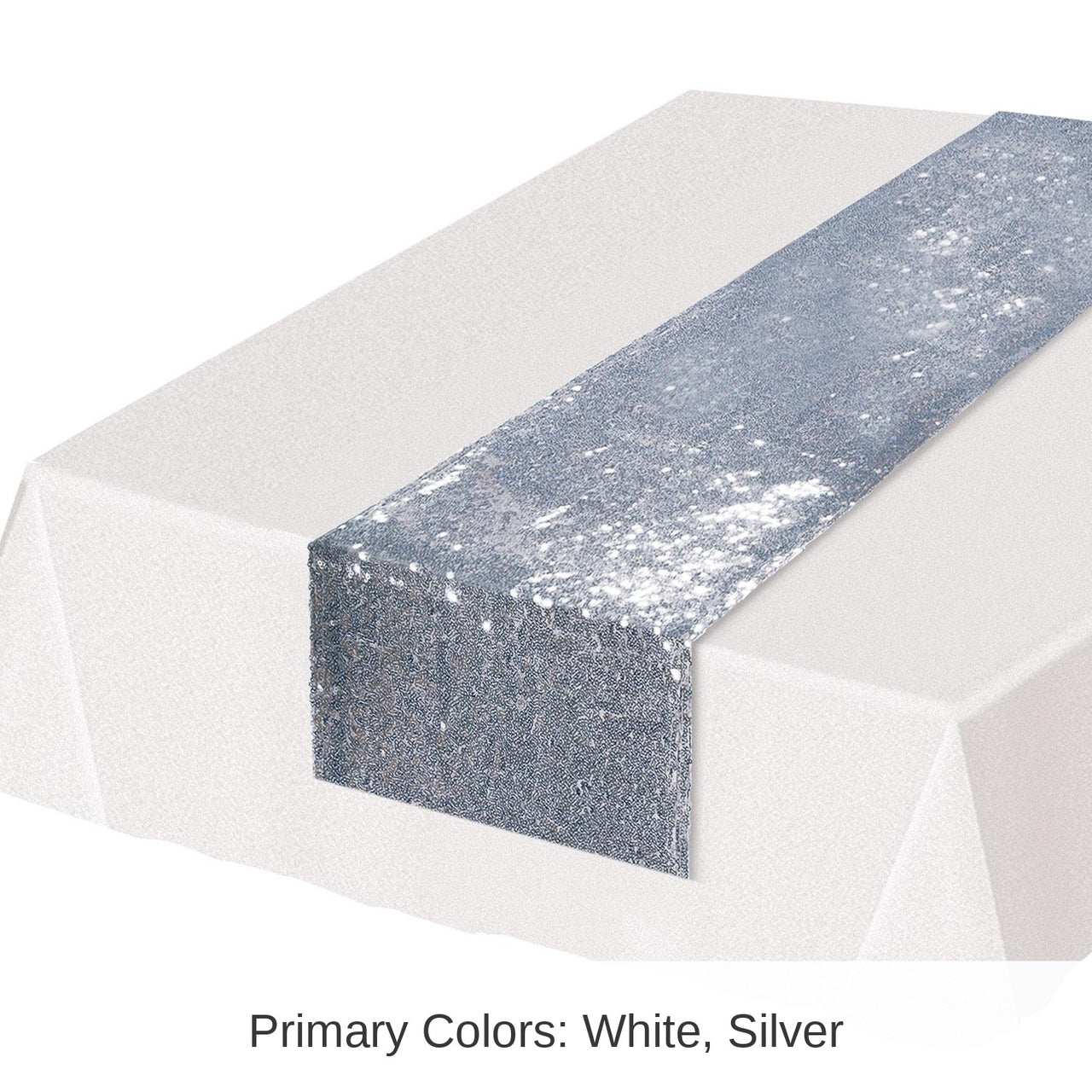 12 Pack Bulk Sequined Table Runner - silver