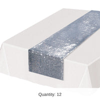 12 Pack Bulk Sequined Table Runner - silver