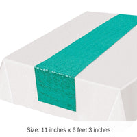 Bulk 12 Pack Bulk Turquoise Sequined Party Table Runner