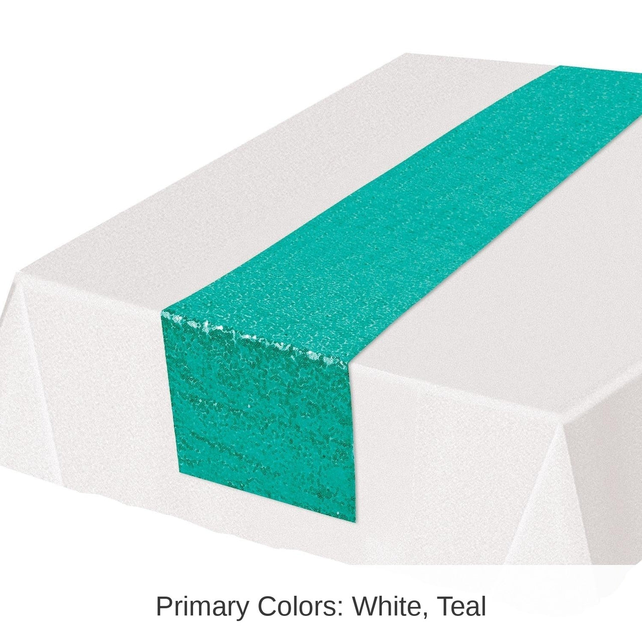 Bulk 12 Pack Bulk Turquoise Sequined Party Table Runner