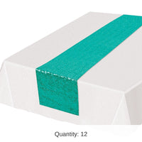 Bulk 12 Pack Bulk Turquoise Sequined Party Table Runner