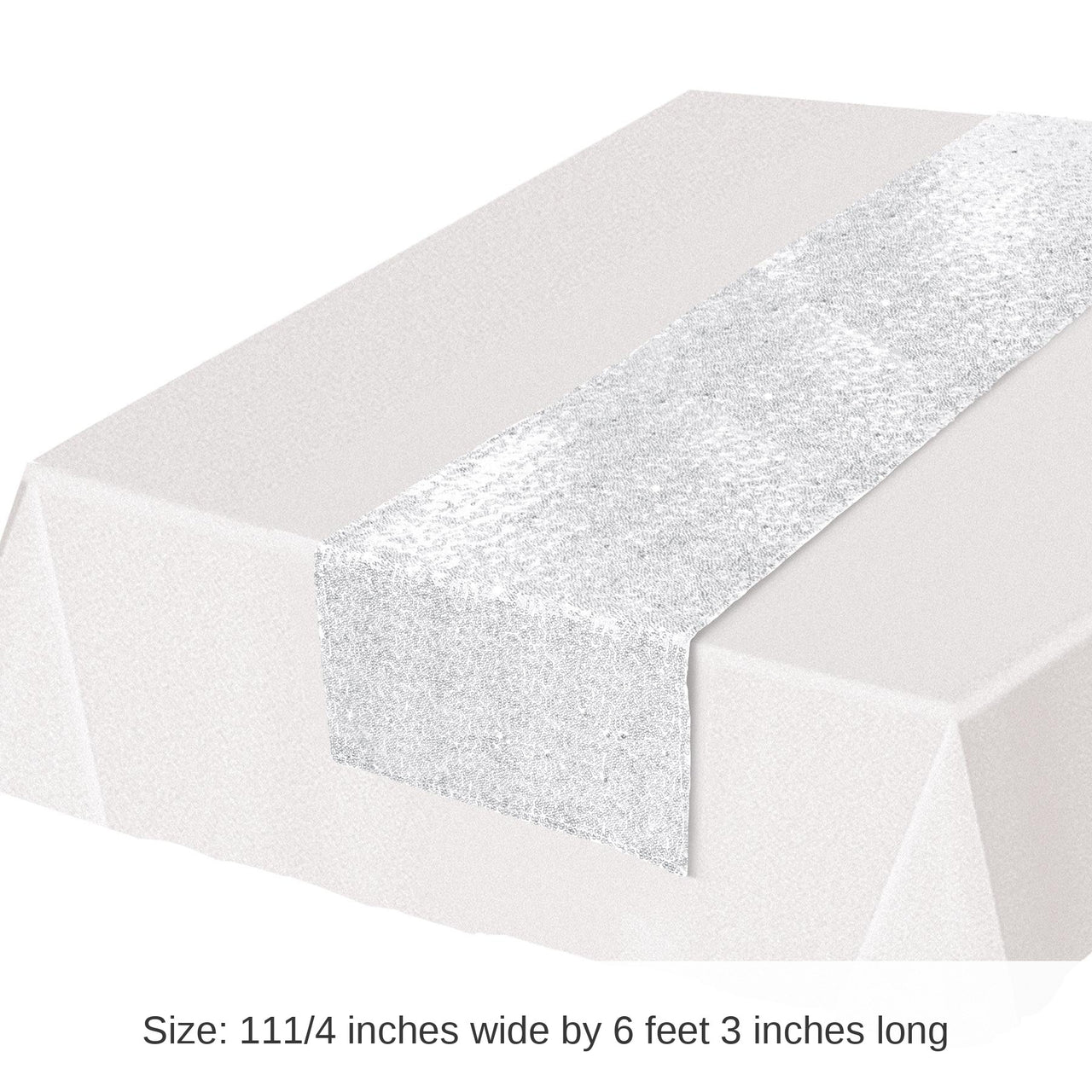 12 Pack Bulk Sequined White Party Table Runner