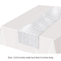12 Pack Bulk Sequined White Party Table Runner
