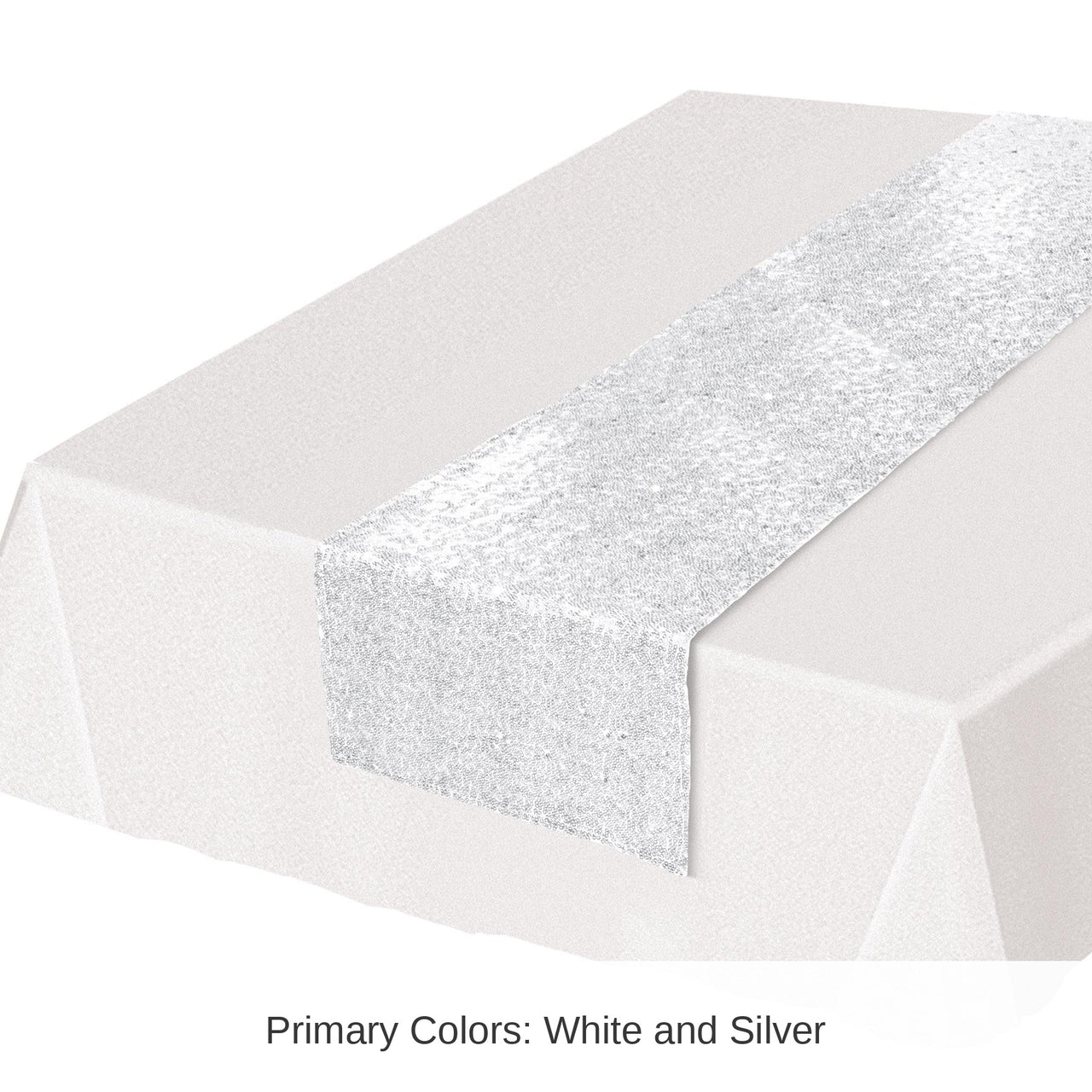 12 Pack Bulk Sequined White Party Table Runner