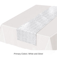 12 Pack Bulk Sequined White Party Table Runner