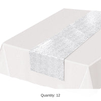 12 Pack Bulk Sequined White Party Table Runner