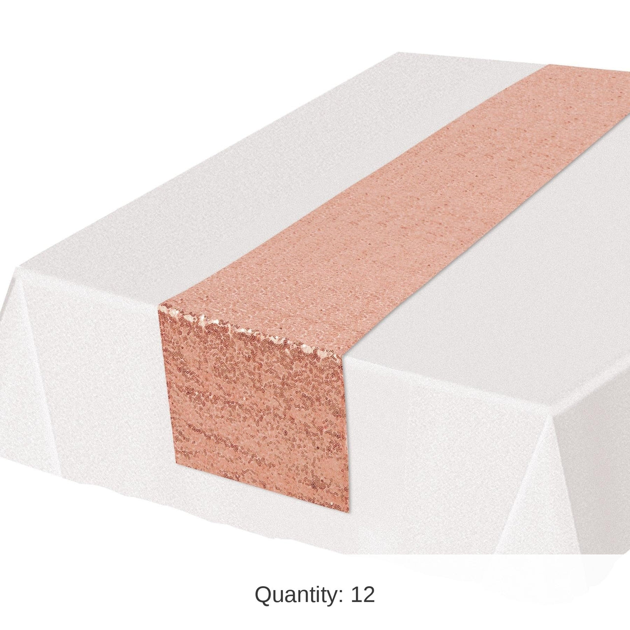 12 Pack Bulk Sequined Party Table Runner - rose gold