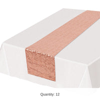 12 Pack Bulk Sequined Party Table Runner - rose gold