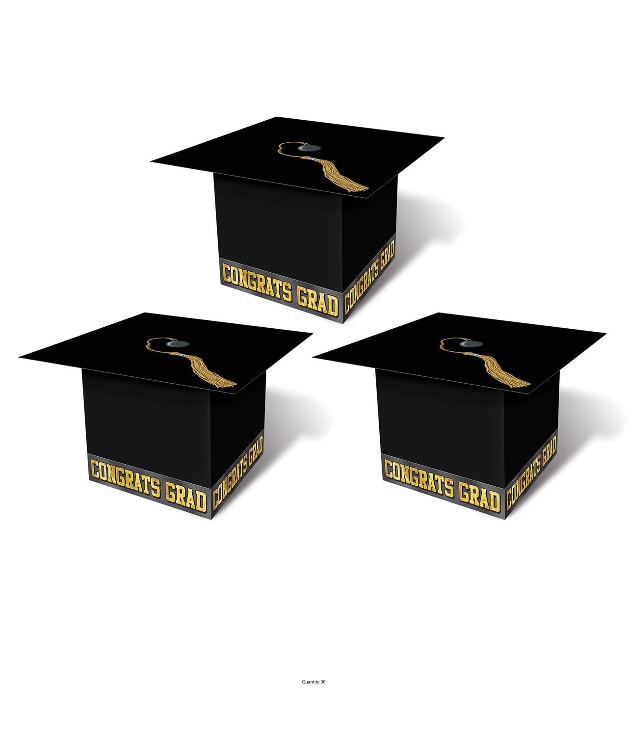 36 Pack Bulk Grad Cap Graduation Party Favor Boxes - black