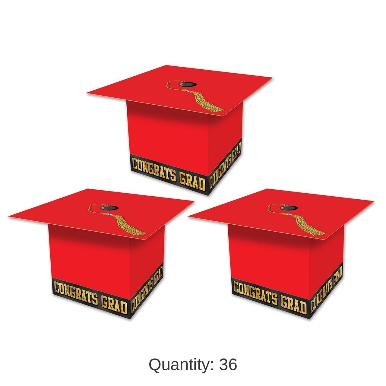 36 Pack Bulk Grad Cap Graduation Party Favor Boxes - red