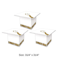 36 Pack Bulk Grad Cap Graduation Party Favor Boxes - white