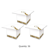 36 Pack Bulk Grad Cap Graduation Party Favor Boxes - white