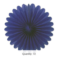72 Piece Bulk Mini Tissue Party Fans blue