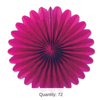 72 Piece Bulk Mini Tissue Party Fans cerise