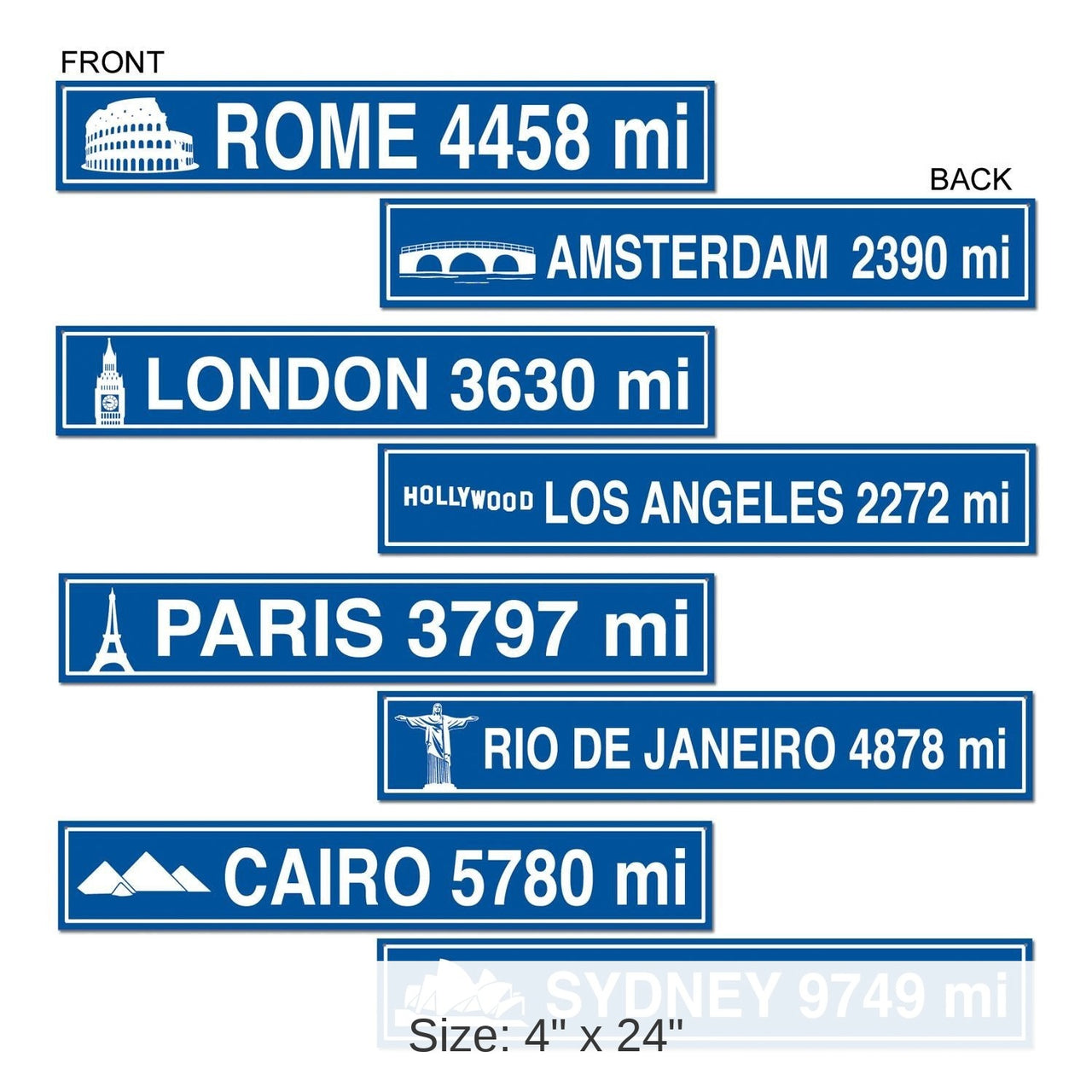 48 Pack Bulk Travel Street Sign Party Cutouts