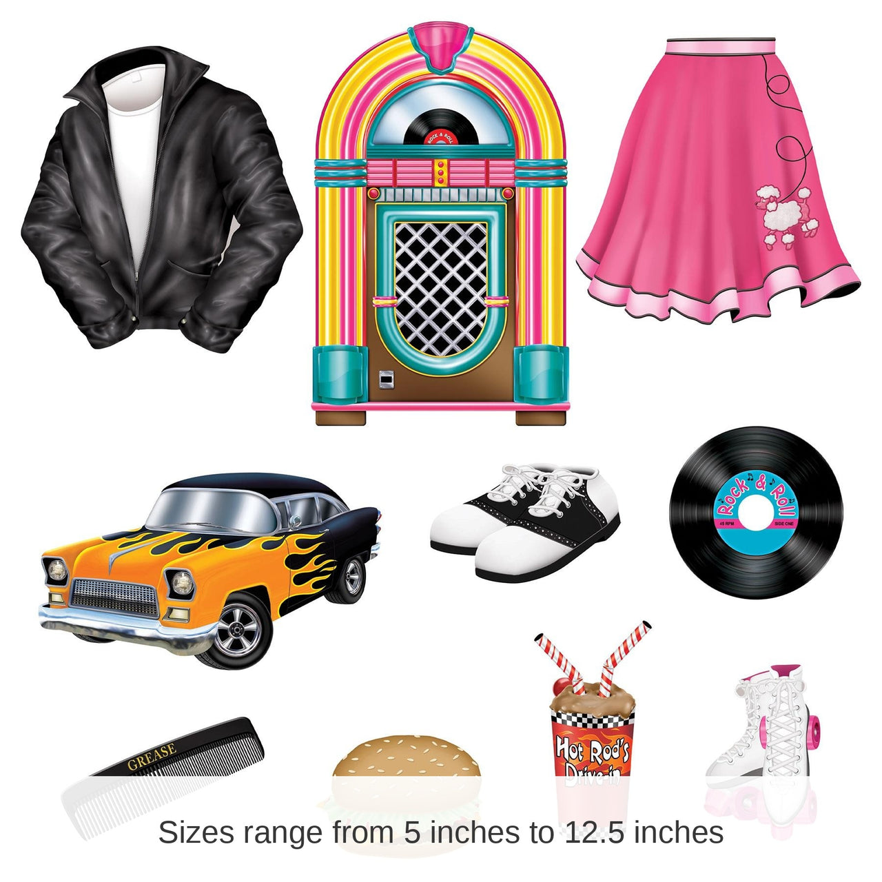 120 Pack Bulk 50's Party Cutouts