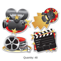 48 Pack Bulk Movie Set Party Cutouts- Multicolor