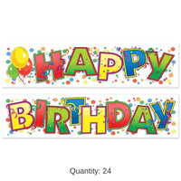 24 Pack Bulk Happy Birthday Party Banner