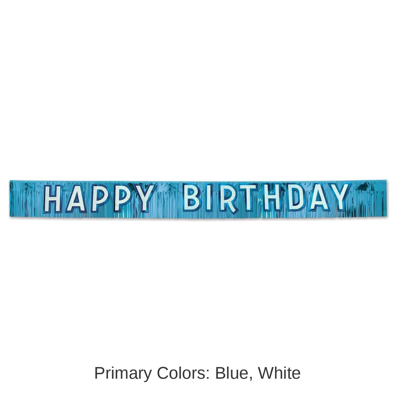 6 Pack Bulk Metallic Happy Birthday Party Banner - blue with silver
