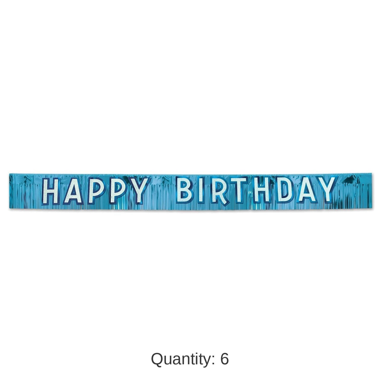 6 Pack Bulk Metallic Happy Birthday Party Banner - blue with silver