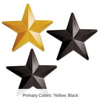 36 Pack Bulk Plastic Stars, asst black & gold Party Decorations