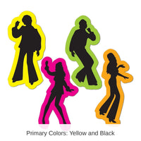 48 Piece Bulk Retro 70's Party Silhouettes