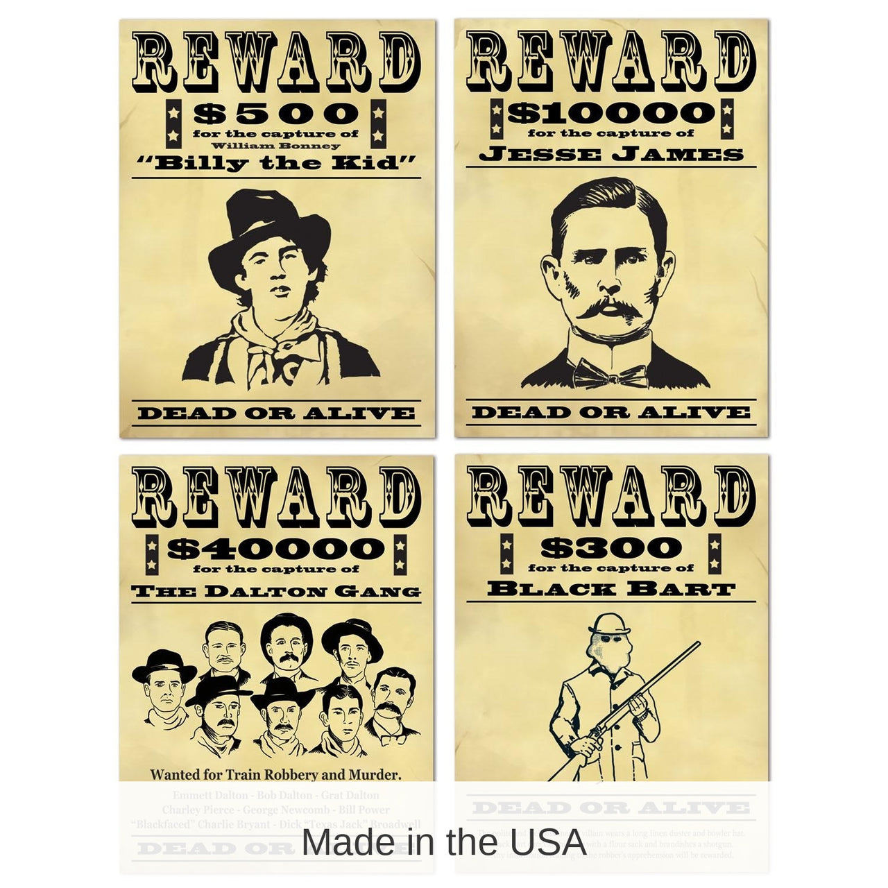 48 Pack Bulk Wanted Sign Party Cutouts