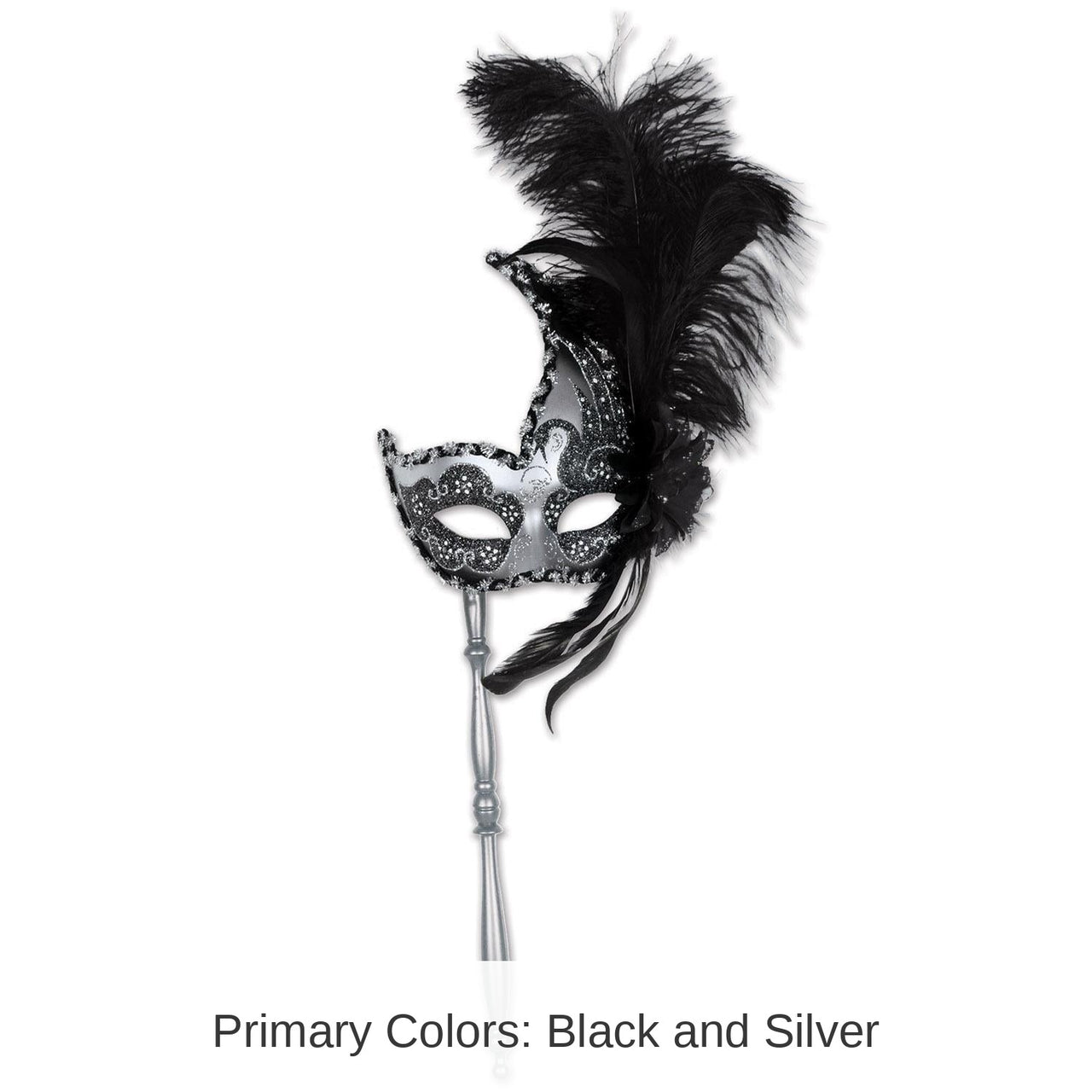12 Pack Bulk Feathered Mardi Gras Costume Mask with Stick