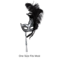 12 Pack Bulk Feathered Mardi Gras Costume Mask with Stick
