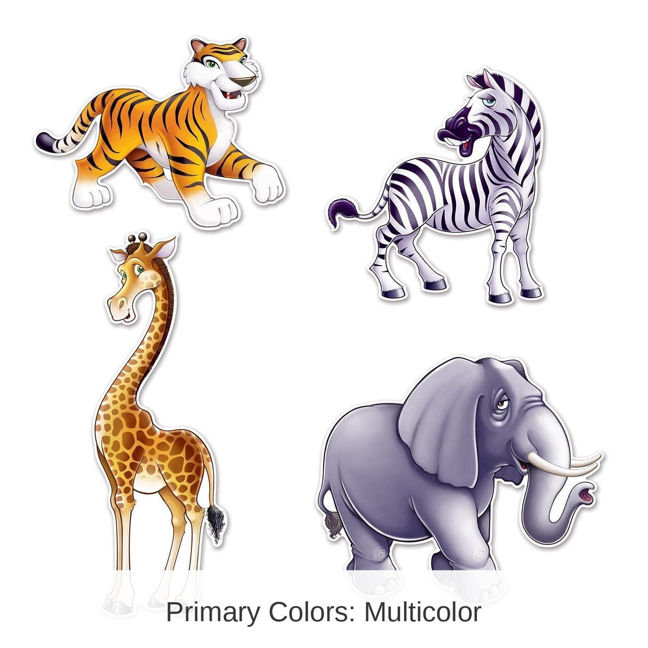 48 Pack Bulk Jungle Animal Party Cutouts