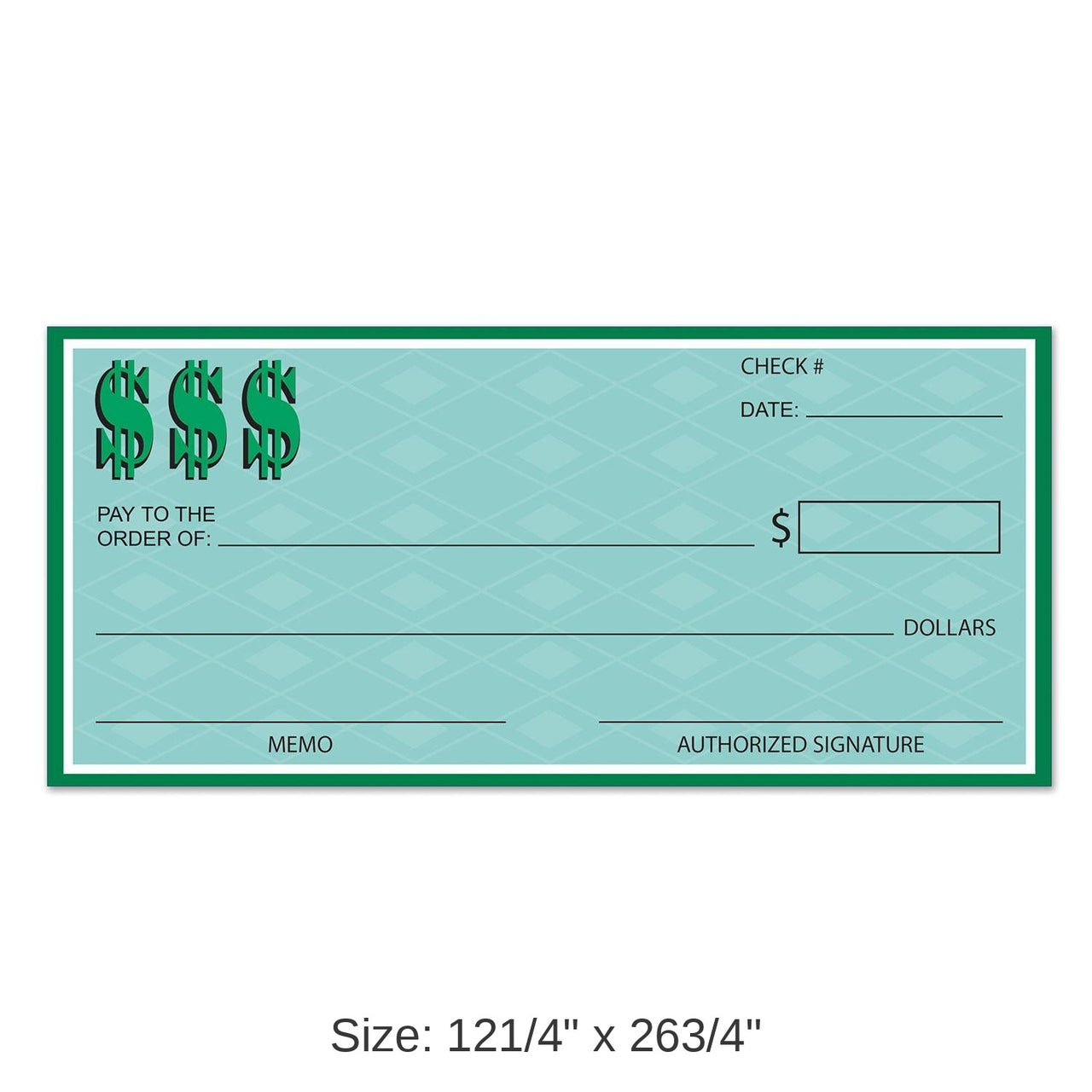 12 Pack Bulk Winner's Check Party Decoration