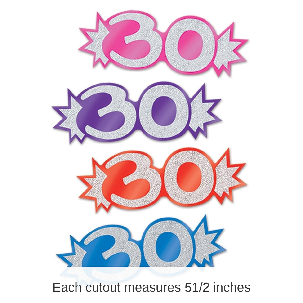 192 Pack Bulk 30th Birthday Party Mini Glittered Foil Cutouts
