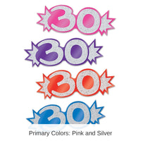192 Pack Bulk 30th Birthday Party Mini Glittered Foil Cutouts