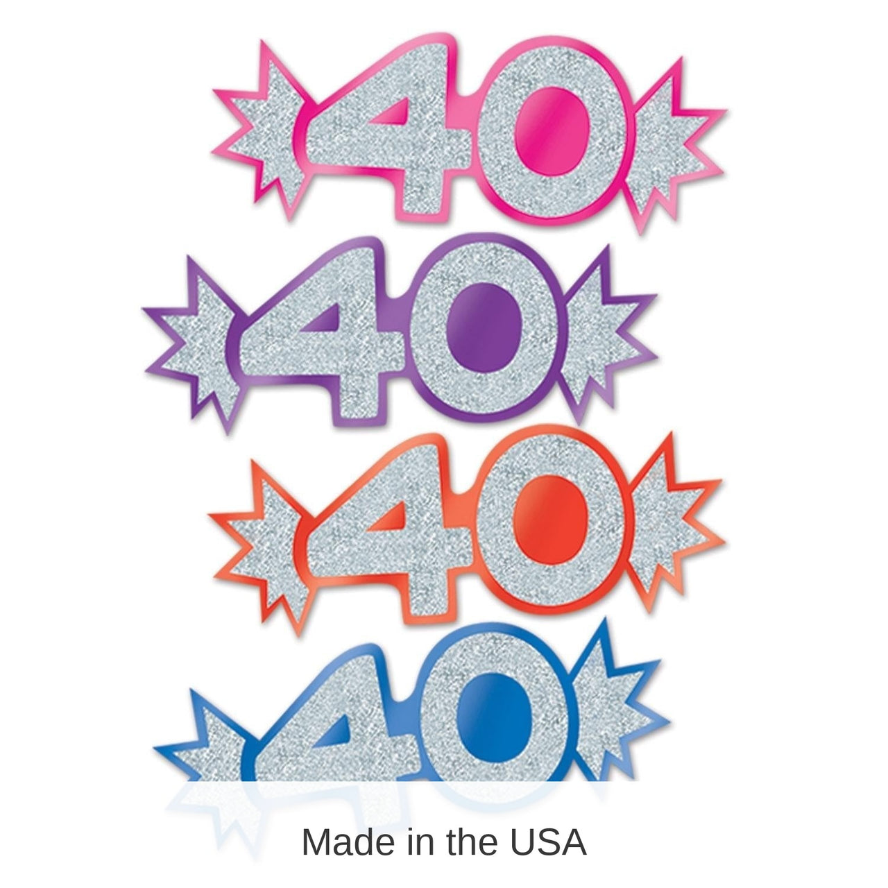 192 Pack Bulk 40th Birthday Party Mini Glittered Foil Cutouts