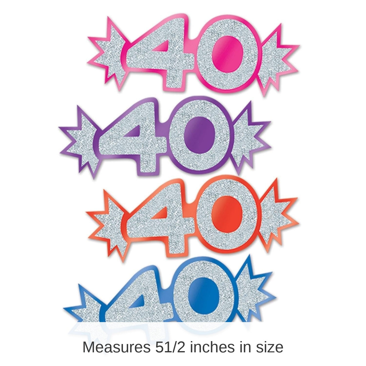 192 Pack Bulk 40th Birthday Party Mini Glittered Foil Cutouts