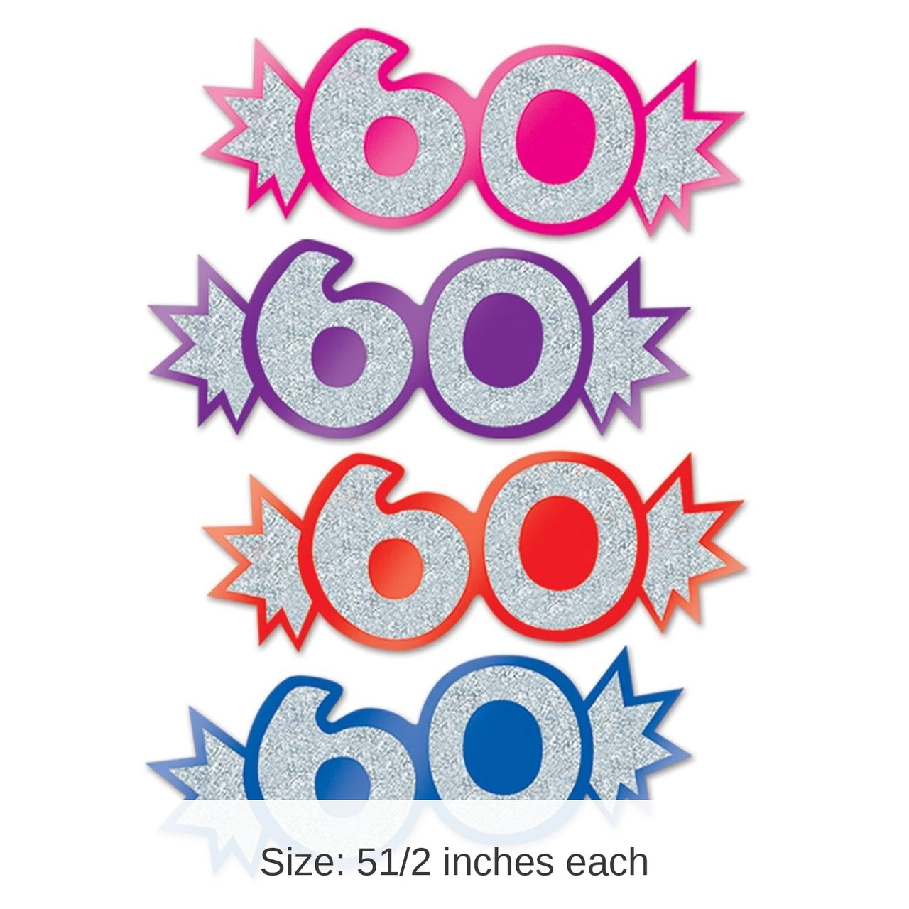 192 Pack Bulk 60th Birthday Party Mini Glittered Foil Cutouts