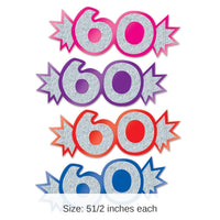 192 Pack Bulk 60th Birthday Party Mini Glittered Foil Cutouts