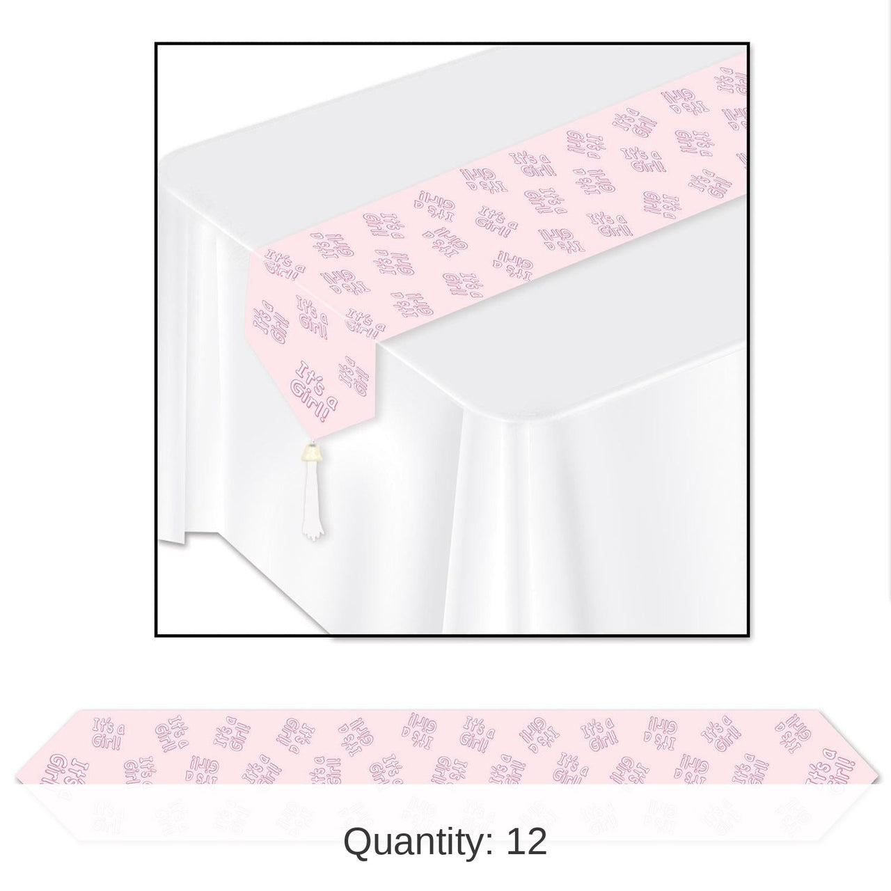 12 Pack Bulk Printed It's A Girl! Paper Table Runner