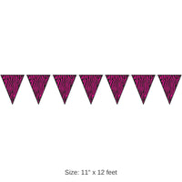 12 Pack Bulk Zebra Print Pennant Banner