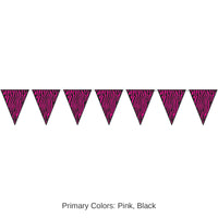 12 Pack Bulk Zebra Print Pennant Banner