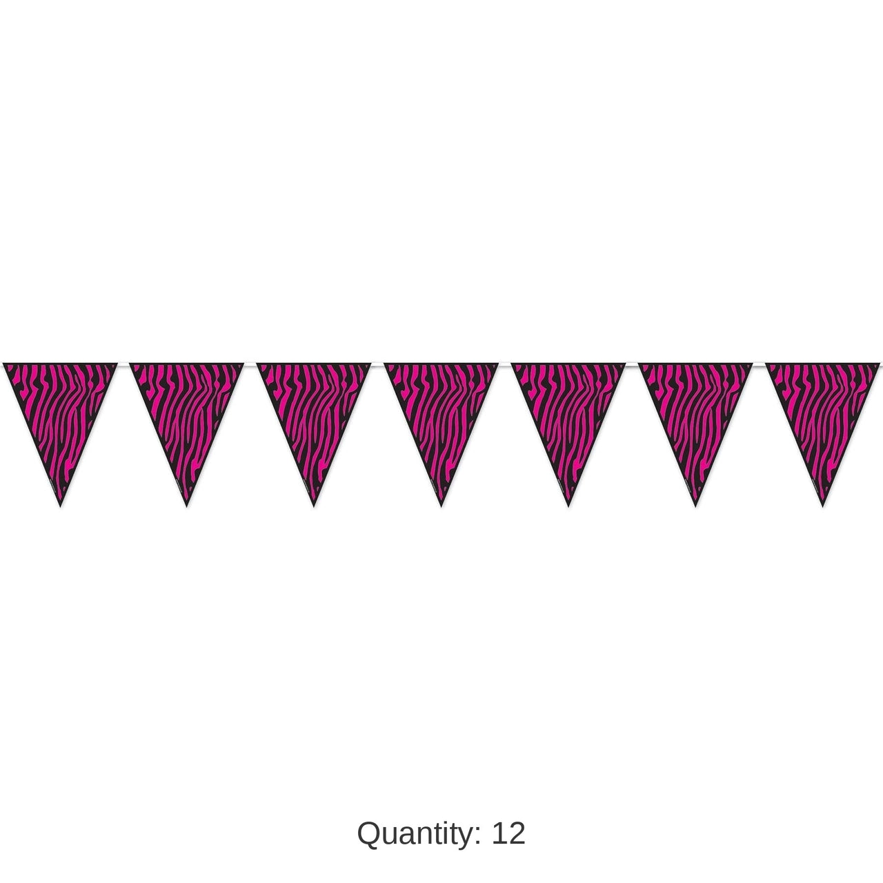 12 Pack Bulk Zebra Print Pennant Banner