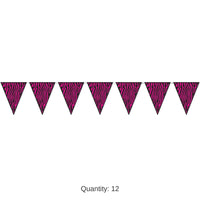 12 Pack Bulk Zebra Print Pennant Banner