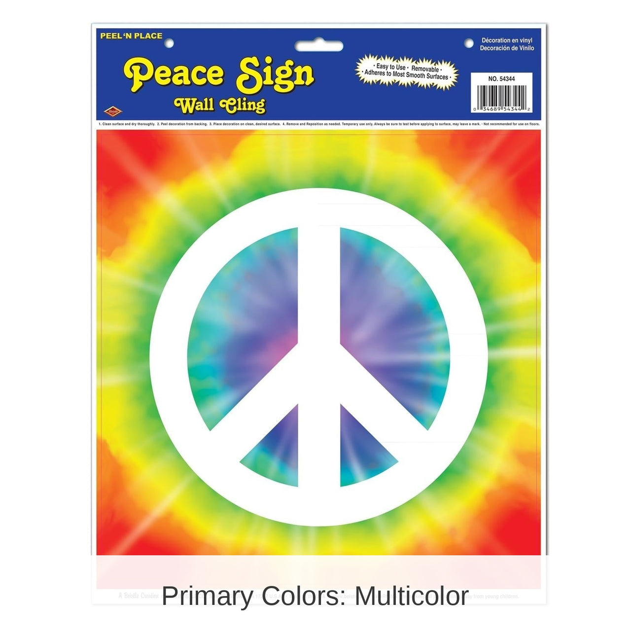 12 Pack Bulk Peace Sign Party Peel 'N Place Clings