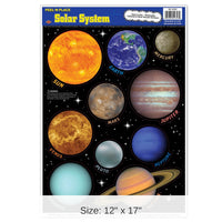 12 Pack Bulk Solar System Party Peel 'N Place Cling Sheets