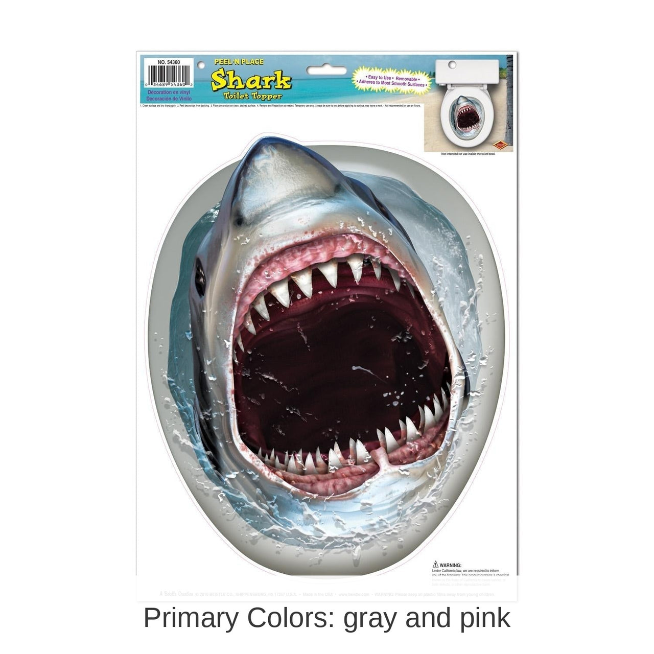 12 Pack Bulk Shark Party Theme Toilet Seat Cover Peel 'N Place Clings
