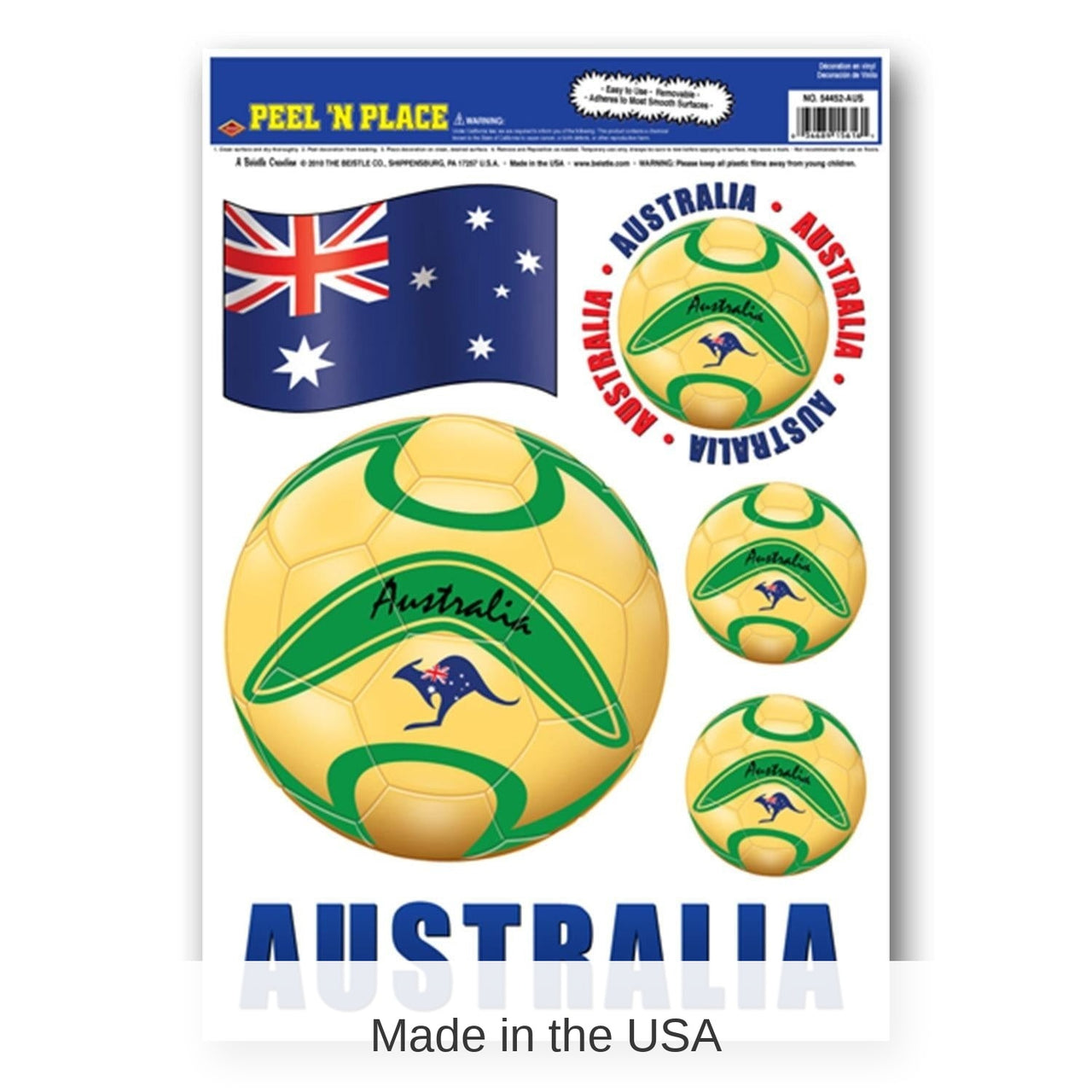 72 Piece Bulk Soccer Party Peel 'N Place Clings - Australia