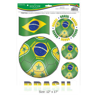 12 Pack Bulk Brazil Soccer Peel 'N Place Decals