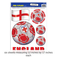 72 Piece Bulk Soccer Party Peel 'N Place Clings - England
